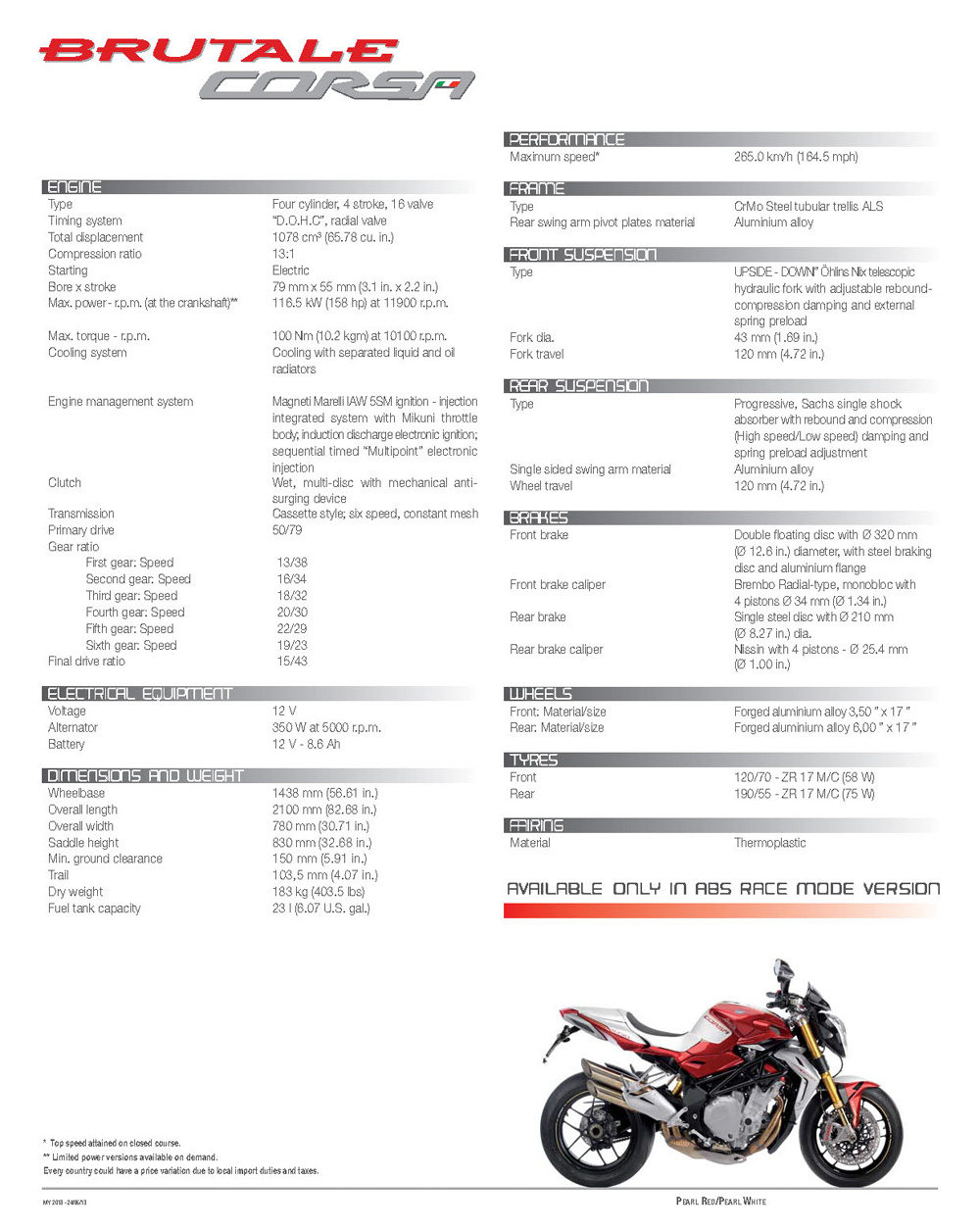 brutale corsa specs